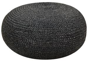 Taburetka čierna juta ⌀ 50 cm EPS výplň okrúhla puf na sedenie boho štýl obývacia izba