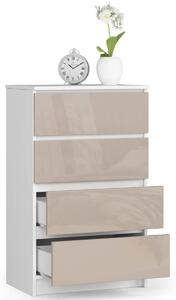 Ak furniture Komoda Kuba 60 cm - 4 zásuvky biela/cappuccino