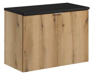 Comad Závesná skrinka pod umývadlo Nova Oak II s doskou 80 cm čierna/dub coast evoke