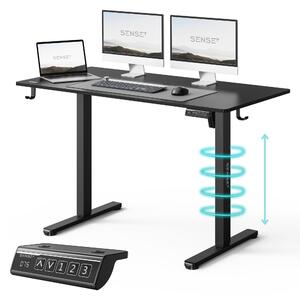 SENSE7 NOJO LIGHT Elektricky výškovo nastaviteľný stôl 120 x 60 cm Čierny herný stôl Počítačový stôl Stojací stôl Memory Domáca kancelária PC stôl