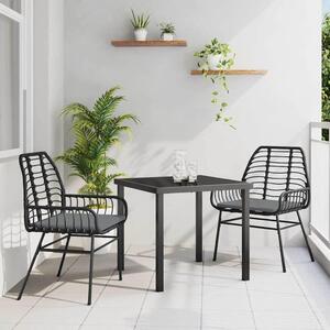 Maison Exclusive – Záhradná jedálenská súprava, 3 kusy, čierna, umelý ratan
