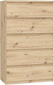 Komoda CHELSEA 5 zásuviek - 77,2 x 42,2 x 128,1 - dub artisan