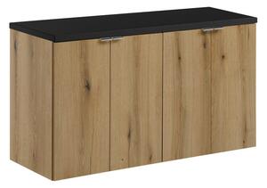 Comad Závesná skrinka pod umývadlo Nova Oak s doskou 100 cm čierna/dub evoke
