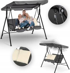 Outtec® Hollywood swing, záhradná hojdačka s 2 vankúšmi - 3-miestna, do 250 kg - záhradné ležadlo, hojdacia lavica s nastaviteľnou strechou pre záhradu, exteriér