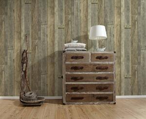 Vliesové tapety na stenu IMPOL 95931-3 Wood and Stone 2, vintage style drevo prírodné hnedé, rozmer 10,05 m x 0,53 m, A.S.Création