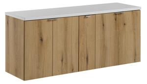Comad Závesná skrinka pod umývadlo Nova Oak s doskou 140 cm dub evoke/biela