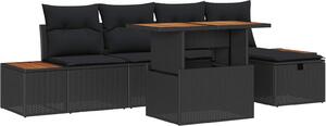 Maison Exclusive - Záhradný nábytok s vankúmi 6 ks ierny Poly-rattan