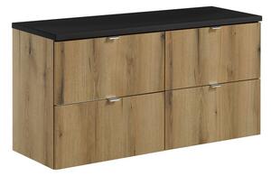 Comad Závesná skrinka pod umývadlo Nova Oak s doskou 120 cm dub evokujúci/čierna