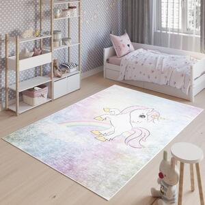 Farebný detský koberec s motívom jednorožca Viacfarebná Šírka: 120 cm | Dĺžka: 170 cm