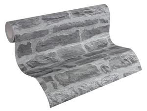 Vliesové tapety na stenu IMPOL 31944-2 Wood and Stone 2, tehlová stena sivo-čierna, rozmer 10,05 m x 0,53 m, A.S.Création