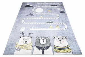 Detský koberec s motívom zvieratiek a cesty Sivá Šírka: 80 cm | Dĺžka: 150 cm