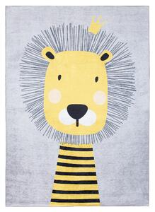 Detský koberec s motívom roztomilého leva Sivá Šírka: 80 cm | Dĺžka: 150 cm