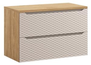 Comad Závesná skrinka pod umývadlo Ocean Beige s doskou 90 cm béžová/dub olejovaný