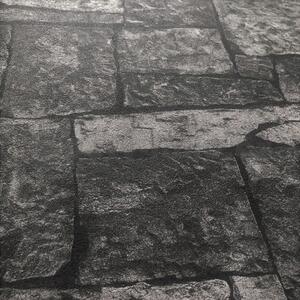 Vliesové tapety na stenu IMPOL 31994-2 Wood and Stone 2, kamenný obklad sivo-čierny, rozmer 10,05 m x 0,53 m, A.S.Création