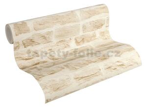 Vliesové tapety na stenu IMPOL 35580-2 Wood and Stone 2, ukladaný kameň béžový, rozmer 10,05 m x 0,53 m, A.S.Création