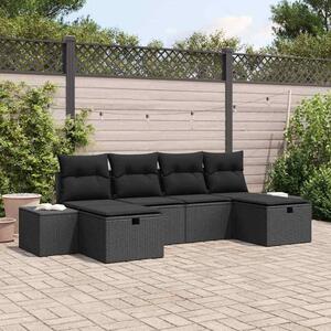 Maison Exclusive - Záhradný nábytok s vankúmi 6 ks ierny Poly-rattan