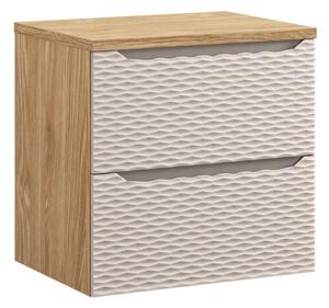 Comad Závesná skrinka pod umývadlo Ocean s doskou 60 cm béžová/dub olejovaný