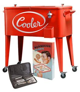 Párty chladiaci box "Cooler retro" červený + darček, 83x78x40 cm (CON-ZCS-0832)