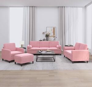 Maison Exclusive – 4-dielna sedacia súprava s vankúmi z ruového zamatu