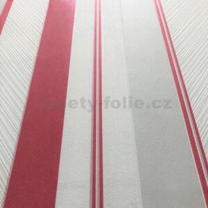 Vliesové tapety na stenu IMPOL Wall We Love 2 10139-06, pruhy štruktúrované červeno-sivo-biele, rozmer 10,05 m x 0,53 m, Erismann