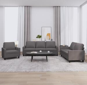 Maison Exclusive – 3-dielna sedacia súprava s vankúšmi, sivá umelá koža