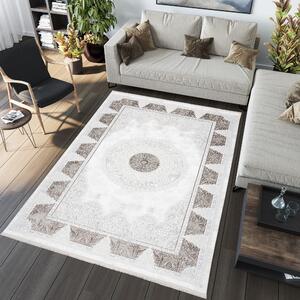 Jemný vintage koberec s hnedými ornamentmi krémová Šírka: 160 cm | Dĺžka: 230 cm