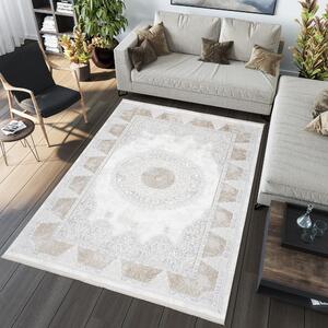 Jemný vintage koberec s béžovými ornamentmi krémová Šírka: 140 cm | Dĺžka: 200 cm