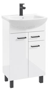 Kúpeľňová skrinka NOVELTY White D50 2D1S s umývadlom Tomaso 50 | 50 cm