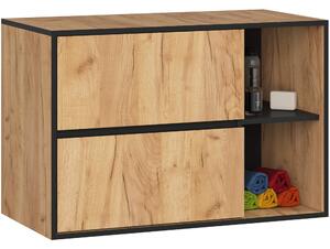 Ak furniture Závesná skrinka pod umývadlo VAMI 90 cm dub craft/čierna