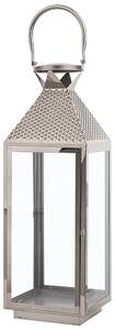 Lampáš strieborný kovový nehrdzavejúca oceľ 55 cm na sviečku minimalistický dizajn dekoratívne doplnky
