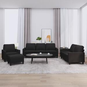 Maison Exclusive – 4-dielna sedacia súprava s vankúšmi, čierna umelá koža