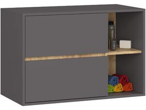 Ak furniture Závesná skrinka pod umývadlo VAMI 90 cm grafitová/dub artisan