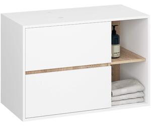 Ak furniture Závesná skrinka pod umývadlo VAMI s otvormi 90 cm biela/dub sonoma