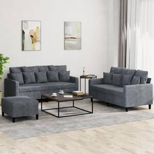 Maison Exclusive – 3-dielna sedacia súprava s vankúšmi, tmavošedý zamat