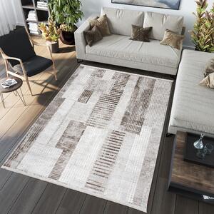 Dizajnový vintage koberec s geometrickými vzormi v hnedých odtieňoch Béžová Šírka: 120 cm | Dĺžka: 170 cm