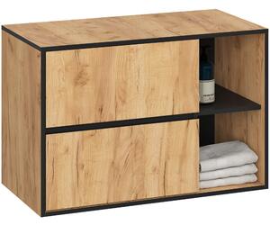 Ak furniture Závesná skrinka pod umývadlo VAMI s otvormi 90 cm dub craft/čierna