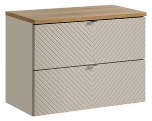 Comad Závesná skrinka pod umývadlo Viva Cashmere s doskou 80 cm kašmír/dub coast evoke