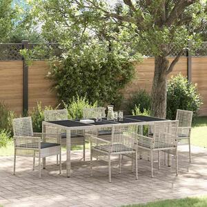 Maison Exclusive - Záhradný jedálenský set 7 pcs Svetlosivá polyratan