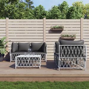 Maison Exclusive – 5-dielna záhradná súprava s vankúšmi, biela oceľ