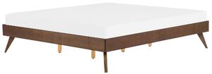 Posteľ tmavý jaseň 180 x 200 cm MDF posteľový rám bez čela s lamelovým roštom spálňa