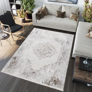 Svetlý krémovo-sivý dizajnový vintage koberec so vzormi krémová Šírka: 80 cm | Dĺžka: 150 cm