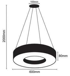 LED Stmievateľný luster na lanku LED/45W/230V 3000-6500K čierna + diaľkové ovládanie