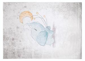 Detský koberec s motívom sloníka s mesiacom Šedá Šírka: 160 cm | Dĺžka: 220 cm