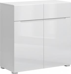Kondela Dvojdverová komoda so zásuvkami Jolk 2D2S - biela / biely lesk