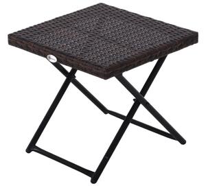 Záhradný stôl 867-034, odkladací stolík z polyrotangu, skladací stôl, kovový, hnedý