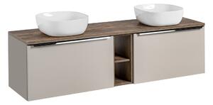 Comad Závesná skrinka SantaFe Smile s doskou a umývadlom 180 cm taupe/dub santa fe vintage