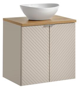 Comad Závesná skrinka Viva Cashmere Lola II s doskou a umývadlom 60 cm kašmírová/dub evoke