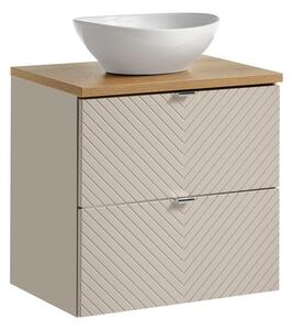 Comad Závesná skrinka Viva Cashmere Lola s doskou a umývadlom 60 cm kašmír/dub evoke