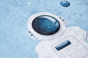 Detský koberec s motívom kozmonauta a planét Modrá Šírka: 80 cm | Dĺžka: 150 cm
