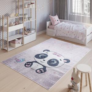 Detský koberec s motívom rozkošnej pandy Ružová Šírka: 120 cm | Dĺžka: 170 cm